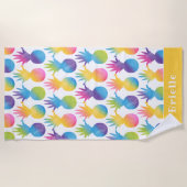 Tropischer Ananas Gelber Individuelle Name Strandtuch (Vorderseite)