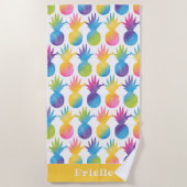 Tropischer Ananas Gelber Individuelle Name Strandtuch (Vorderseite)
