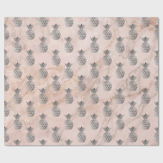 Tropischer Ananas-Grau-Marmor Geschenkpapier (Flach)
