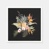 Tropischer Ananas-Hibiskus-Foliage auf Schwarz Serviette (Vorderseite)
