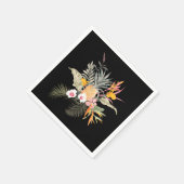 Tropischer Ananas-Hibiskus-Foliage auf Schwarz Serviette (Ecke)