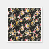 Tropischer Ananas-Hibiskus-Foliage auf Schwarz Serviette (Vorderseite)