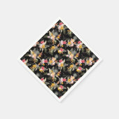 Tropischer Ananas-Hibiskus-Foliage auf Schwarz Serviette (Ecke)