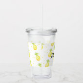 Tropischer Ananas-Konfetti-Muster Name Acryltrinkbecher (Rechts)