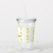 Tropischer Ananas-Konfetti-Muster Name Acryltrinkbecher (Links)