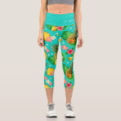 Tropischer Ananas Personalisierter Name Capri Leggings (Vorderseite)