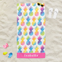 Tropischer Ananas Pink Aquarell Individuelle Name
