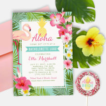 Tropischer Ananas Rosa Flamingo Bachelorette Luau