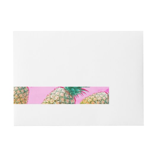 Tropischer Ananas rosa Marmor Modernes Party Rundum-Adressaufkleber (Vorderseite)