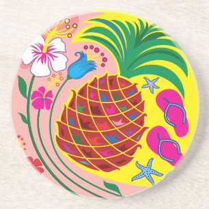 Tropischer Ananas Sommer Getränkeuntersetzer