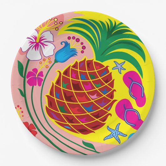 Tropischer Ananas Sommer Pappteller (Vorderseite)