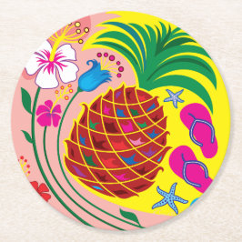 Tropischer Ananas Sommer Runder Pappuntersetzer