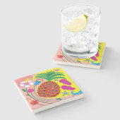 Tropischer Ananas Sommer Steinuntersetzer (Seitenansicht)
