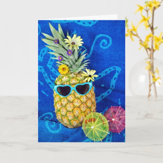 Tropischer Ananas-Spaß Karte (Gelbe Blume)