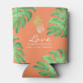 Tropischer Ananas Strand Grün Pachy Rosa Hochzeit Dosenkühler (Rückseite)