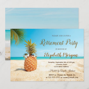 Tropischer Ananas-Strand-Sand-Ruhestandsfeier Einladung