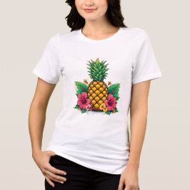 Tropischer Ananas und Hibiskus T - Shirt