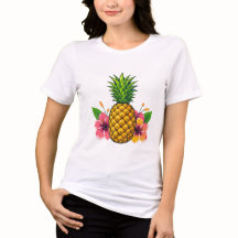 Tropischer Ananas und Hibiskus T - Shirt