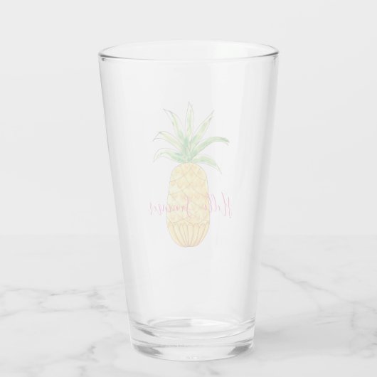 Tropischer Ananas Wasserfarben Sommer Glas (Rückseite)