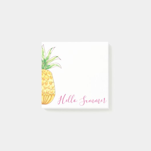 Tropischer Ananas Wasserfarben Sommer Post-it Klebezettel (Vorderseite)