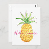 Tropischer Ananas Wasserfarben Sommer Postkarte (Vorne/Hinten)