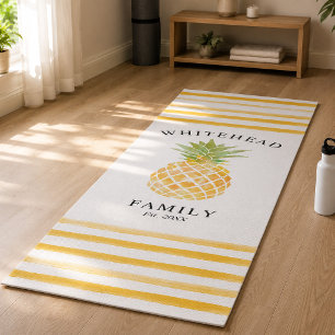 Tropischer Ananas Wasserfarbstreifen Yogamatte