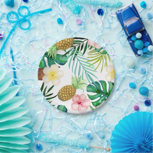 Tropischer Ananaspapier-Teller mit Palmen Pappteller (Party)