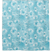 Tropischer Aqua Weißer Orchideen Hibiskus Floral Duschvorhang (Vorderseite)