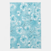 Tropischer Aqua Weißer Orchideen Hibiskus Floral Geschirrtuch (Vertikal)