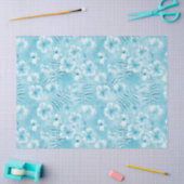 Tropischer Aqua Weißer Orchideen Hibiskus Floral Seidenpapier (Basteln)