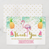Tropischer Aquarell-Flamingo danken Ihnen zu Dankeskarte (Vorne/Hinten)