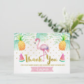 Tropischer Aquarell-Flamingo danken Ihnen zu Dankeskarte (Stehend Vorderseite)