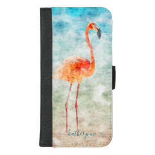 Tropischer Aquarell-Flamingo-Strand iPhone 8/7 Plus Geldbeutel-Hülle