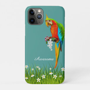 Tropischer Ara und weiße Blumen auf Türkis Case-Mate iPhone Hülle