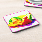 Tropischer Avocado, Erdbeere und Mango. Jetzt kauf Getränkeuntersetzer (Linke Seite)