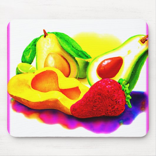 Tropischer Avocado, Erdbeere und Mango. Jetzt kauf Mousepad (Vorne)