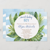 Tropischer Baby-Duschjunge, Babygrün Einladung (Vorne/Hinten)