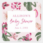 Tropischer Baby Shower Aufkleber (Vorderseite)