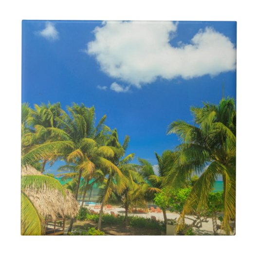 Tropischer Badeort, Belize Fliese (Vorderseite)