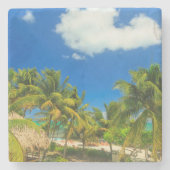 Tropischer Badeort, Belize Steinuntersetzer (Vorderseite)