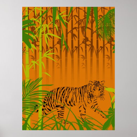 Tropischer Bambus und Leopard Poster (Vorne)