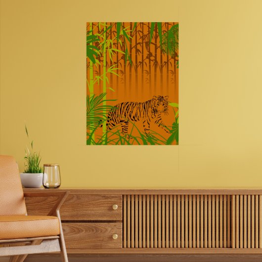 Tropischer Bambus und Leopard Poster (Wohnzimmer 2)