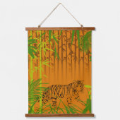 Tropischer Bambus und Leopard Wandteppich Mit Holzrahmen (Vorderseite)