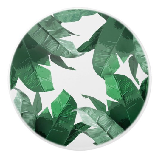 Tropischer Bananen-Blatt-Druck-Keramik-Tür-Griff Keramikknauf (Vorderseite)