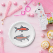 Tropischer Barbenfisch Rot und Grau Exotisch Aquat Pappteller (Party)