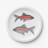 Tropischer Barbenfisch Rot und Grau Exotisch Aquat Pappteller (Vorderseite)