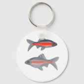 Tropischer Barbenfisch Rot und Grau Exotisch Aquat Schlüsselanhänger (Vorderseite)