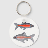 Tropischer Barbenfisch Rot und Grau Exotisch Aquat Schlüsselanhänger (Rückseite)