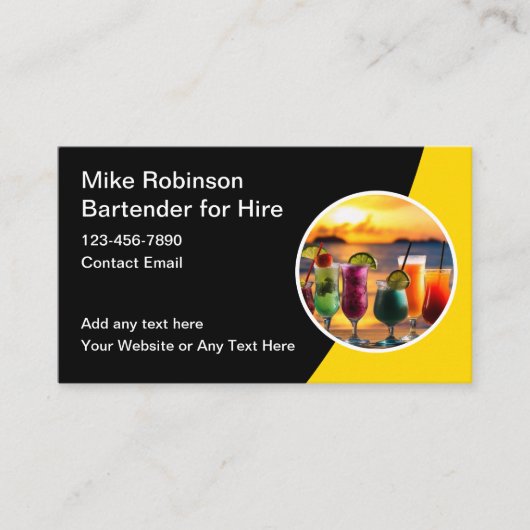 Tropischer Barkeeper für die Vermietung von Visite Visitenkarte (Vorderseite)