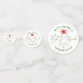 Tropischer Bat Mitzvah 3 Foto Grüne goldene Flora Konfetti (Rückseiten)